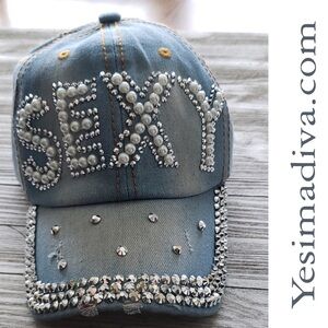 Jeweled 'SEXY' Denim Cap